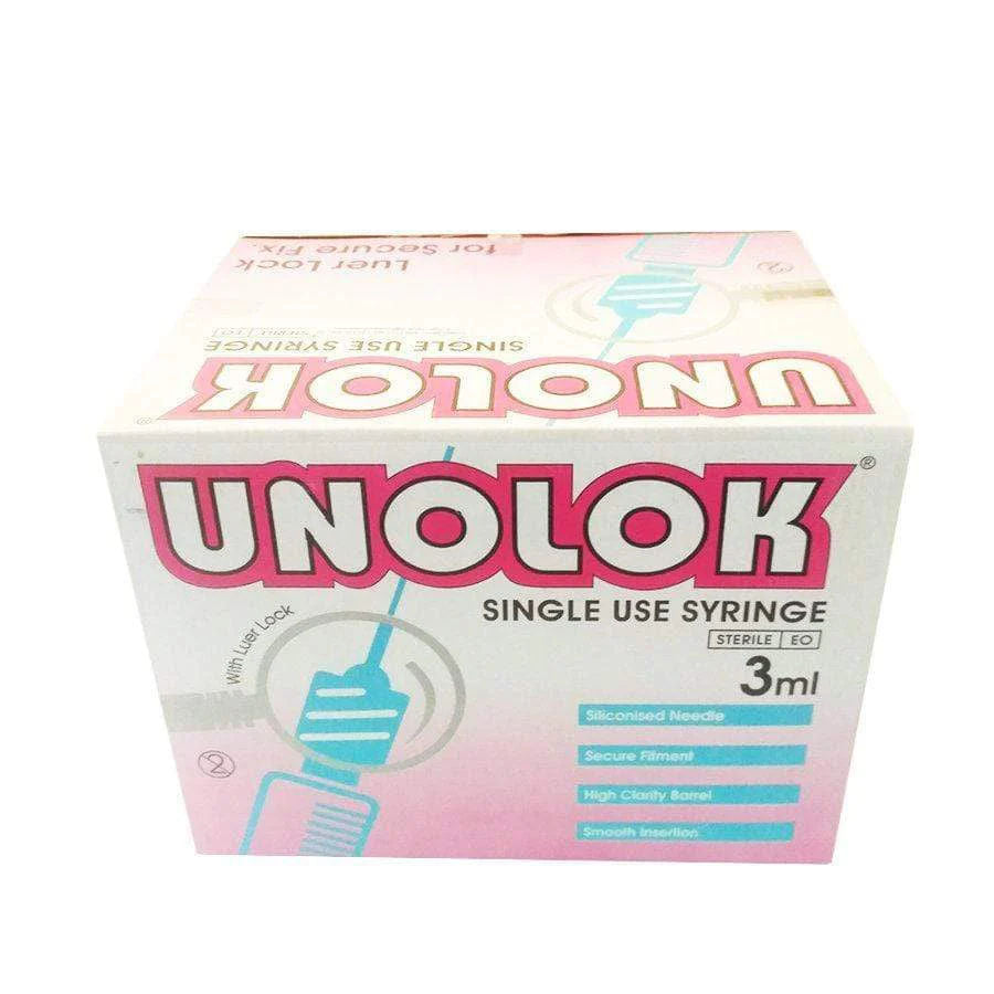 HMD Unolok 3ml Syringe with Needle - 23G X 1inch Pack of 100