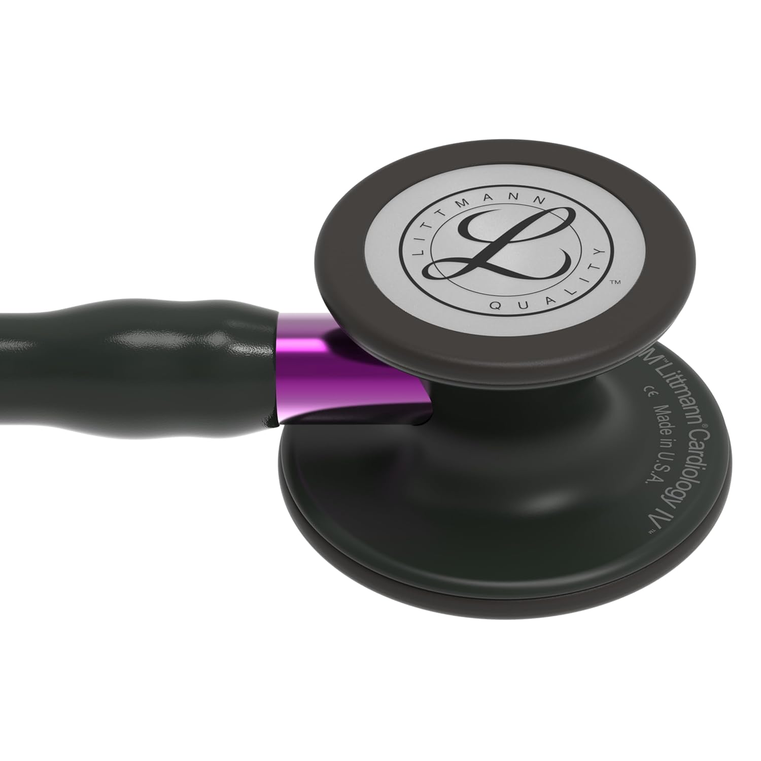3M Littmann Cardiology IV Stethoscope (6203) - Black Finish Chestpiece Black Tube Violet Stem and Black Headset