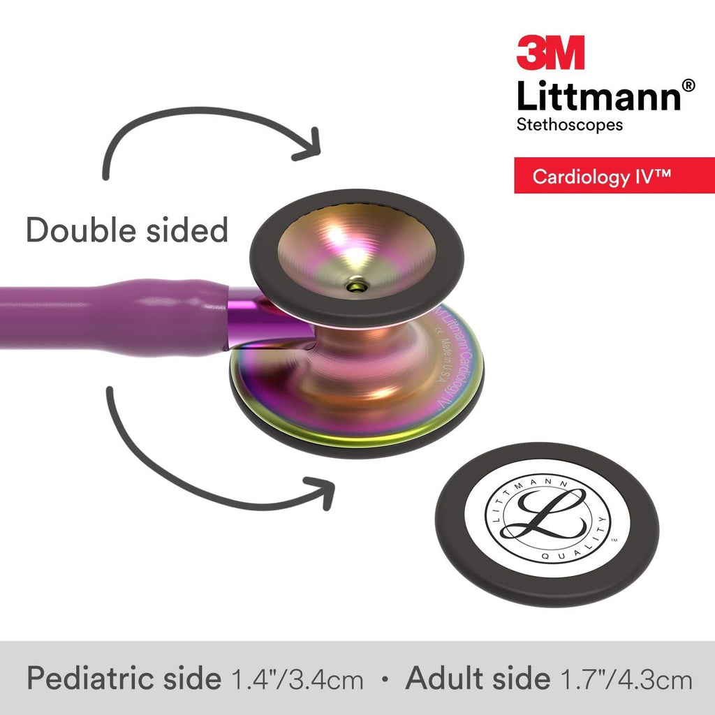3M Littmann Cardiology IV Stethoscope Rainbow Finish Chestpiece Plum Tube Violet Stem and Black Headset (6205)