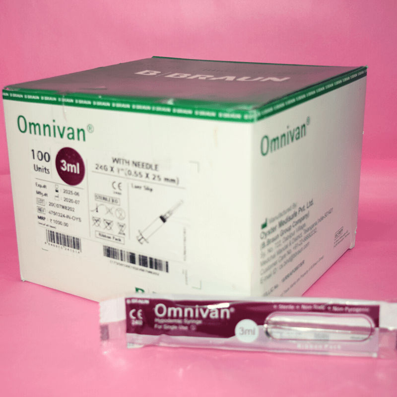 B Braun Omnivan 3ml Duo Syringe with Needle - 24G x 1Inch Pack of 100 (4750324-IN-OYS)