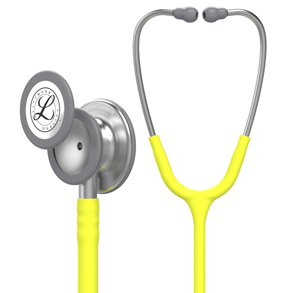 3M Littmann Classic III Monitoring Stethoscope (5839) - Stainless Steel Chestpiece Lemon Lime Tube