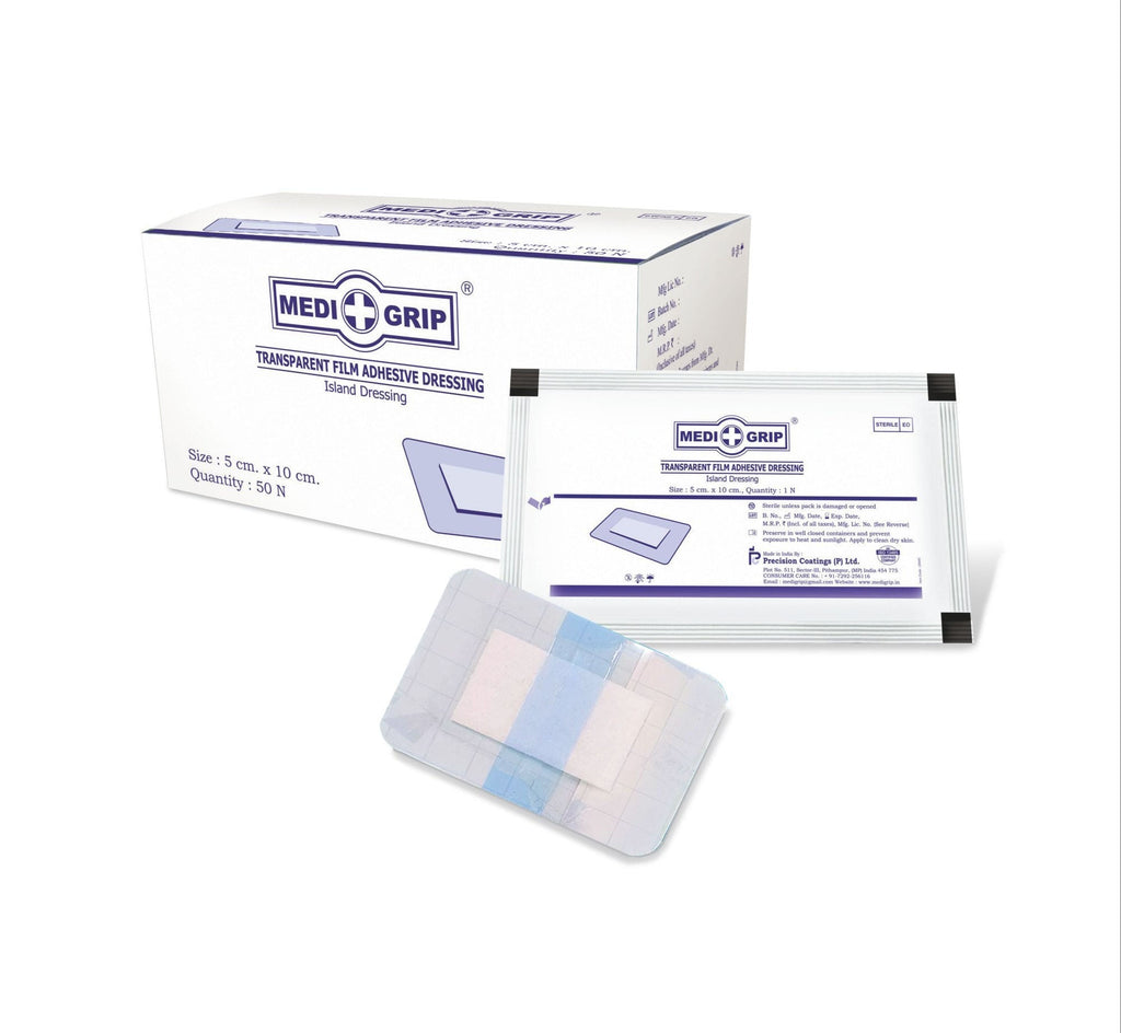 Medigrip Transparent Film Adhesive Dressing With Pad - 10cm x 10cm Pack of 25