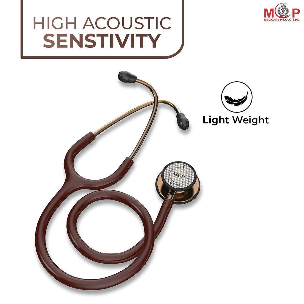 MCP Phoenix ST-PX01, Copper-Finish Chestpiece, Chocolate Tube Cardio 3 Monitoring Stethoscope (Dual Head)