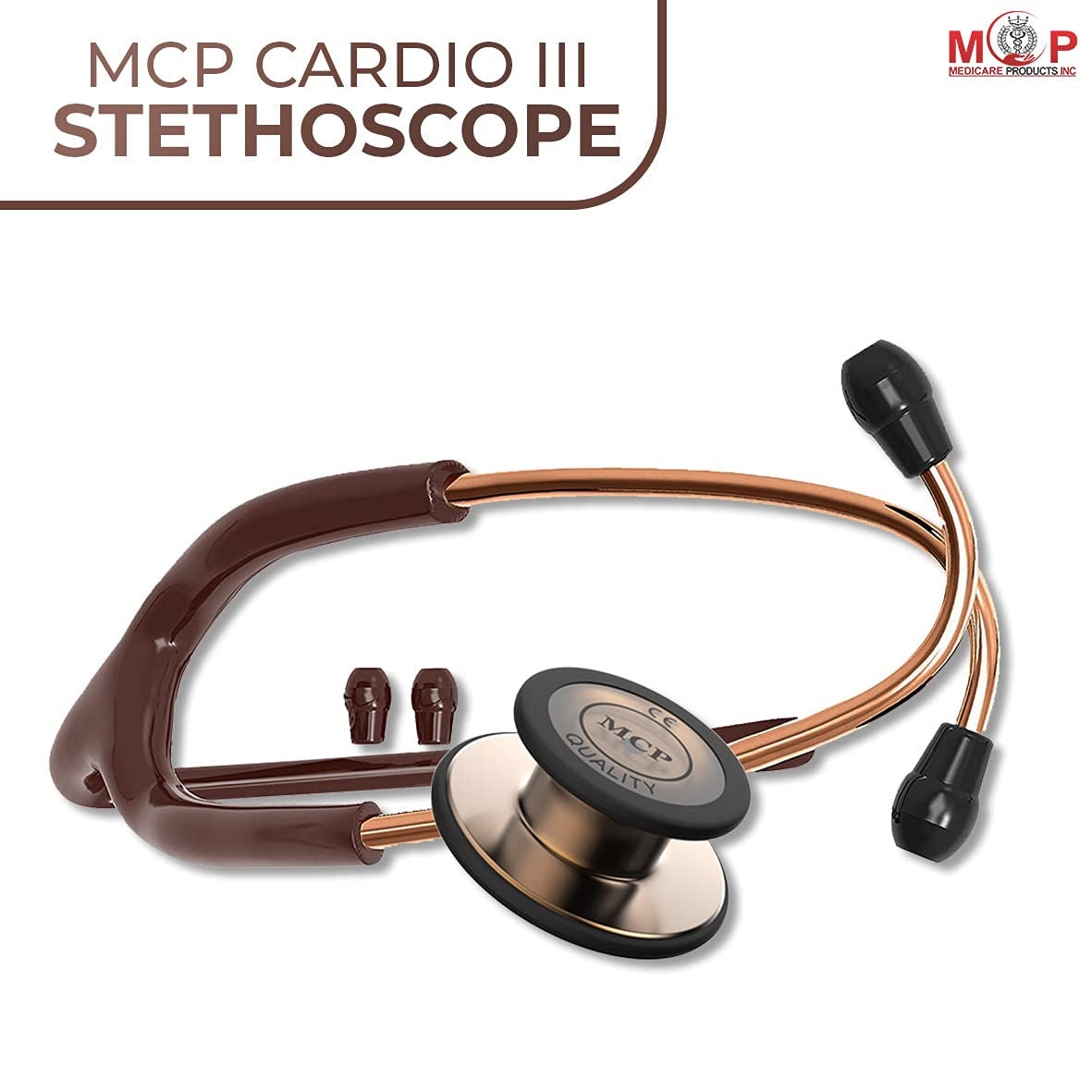 MCP Phoenix ST-PX01, Copper-Finish Chestpiece, Chocolate Tube Cardio 3 Monitoring Stethoscope (Dual Head)