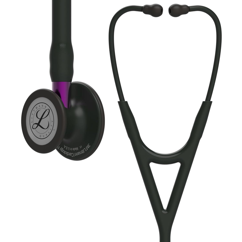 3M Littmann Cardiology IV Stethoscope (6203) - Black Finish Chestpiece Black Tube Violet Stem and Black Headset