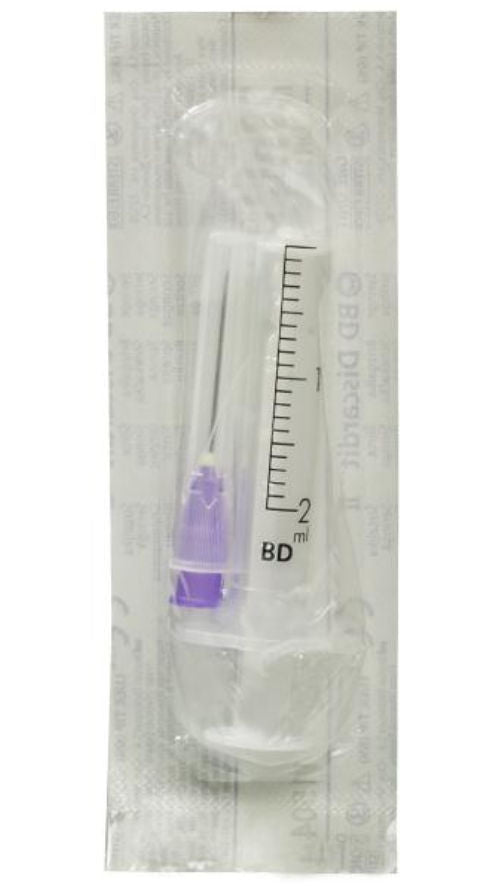 BD Discardit II Syringe With Needle 2ml 24G x 1Inch  Box Of 100