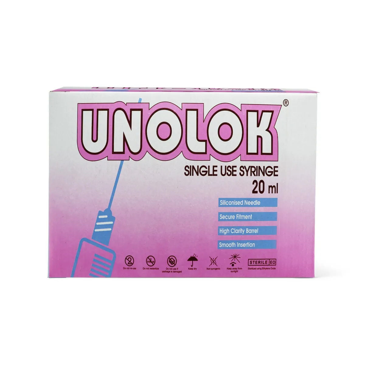 HMD Unolok 20ml Syringe with Needle - 21G X 1inch Pack of 25