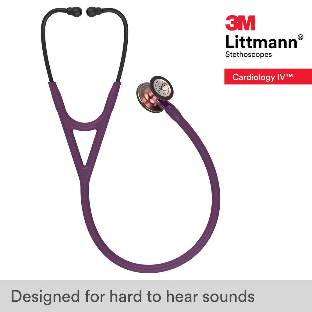3M Littmann Cardiology IV Stethoscope Rainbow Finish Chestpiece Plum Tube Violet Stem and Black Headset (6205)