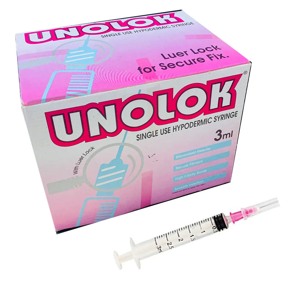 HMD Unolok 3ml Syringe with Needle - 23G X 1inch Pack of 100