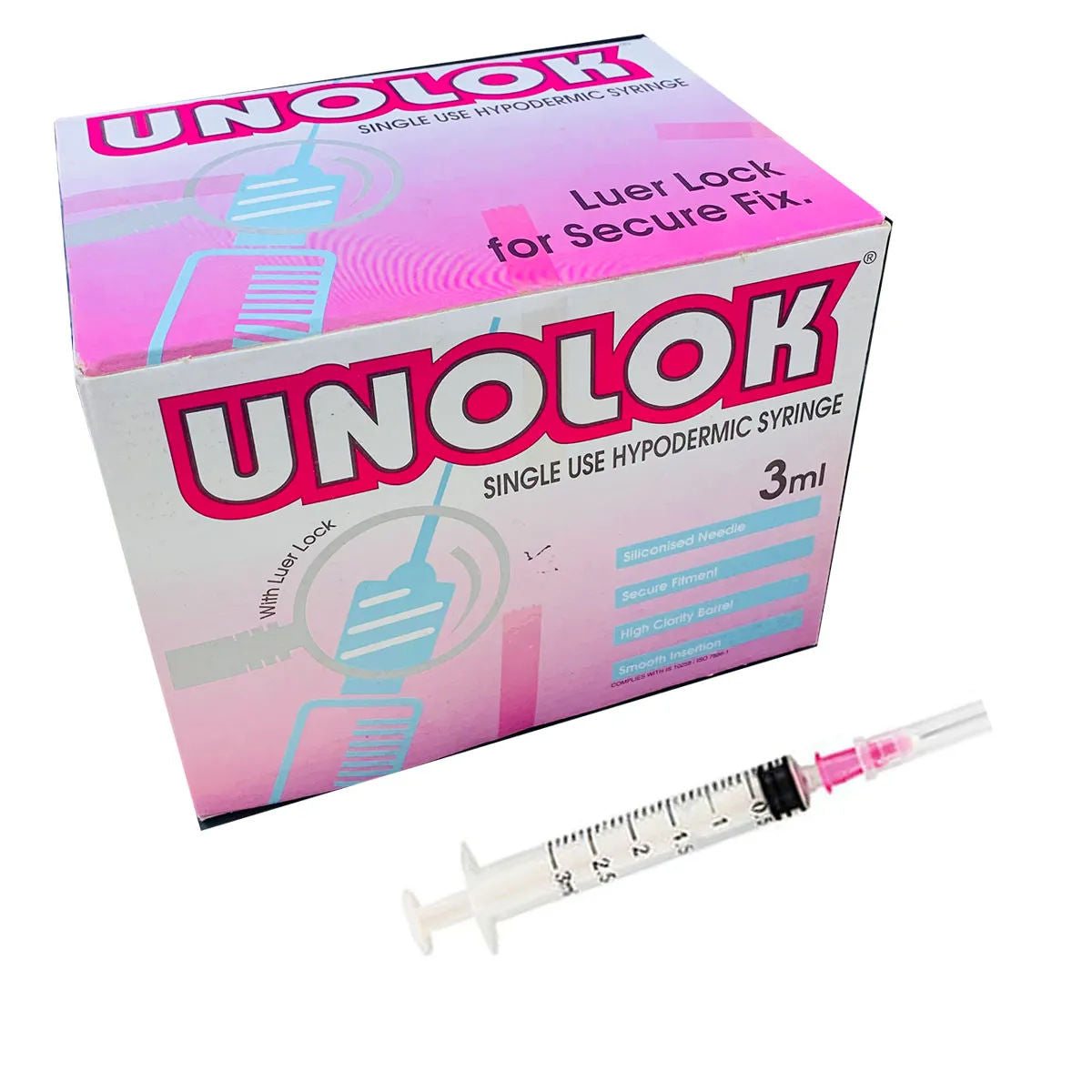HMD Unolok 3ml Syringe with Needle - 23G X 1inch Pack of 100