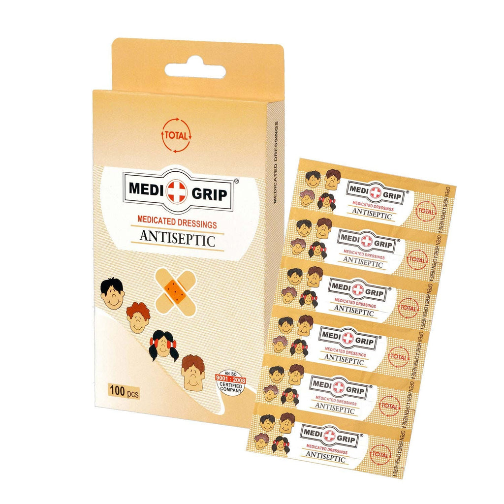 5 x  Medigrip Adhesive Antiseptic Bandage Total Regular - 19mm x 70mm Paper Box TOPB16 Pack of 100