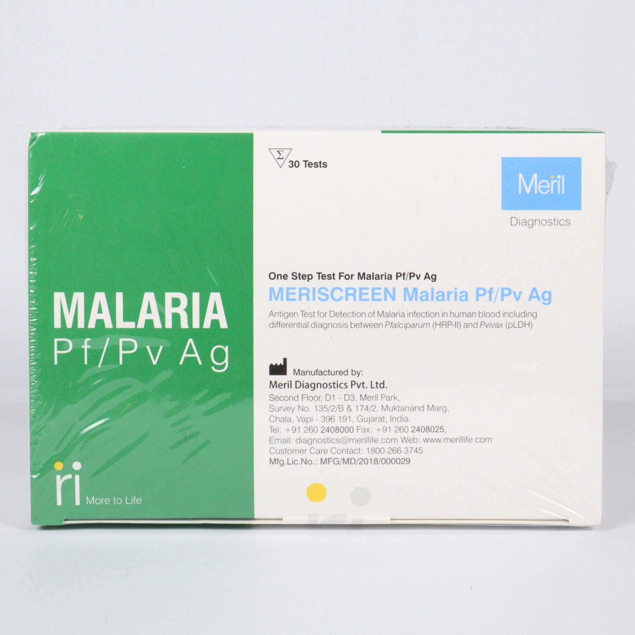 Meril Meriscreen Pf/PV Malaria Rapid Card - Pack of 30 Tests (RPDMFV-01)