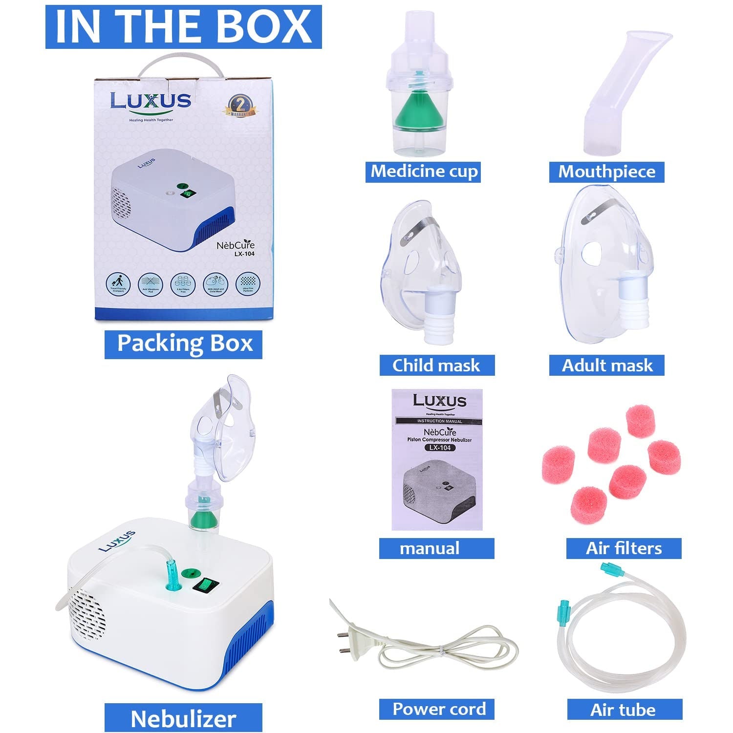 Luxus Nebcure LX-104 Nebulizer with Complete Kit