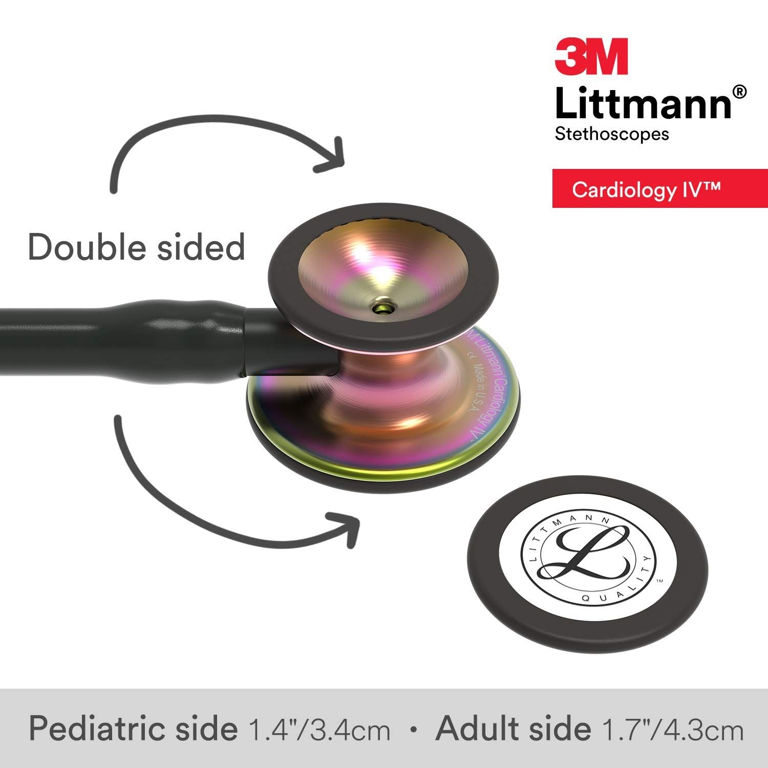 3M Littmann Cardiology IV Diagnostic Stethoscope (6165) Rainbow-Finish Chestpiece Black Tube Stem