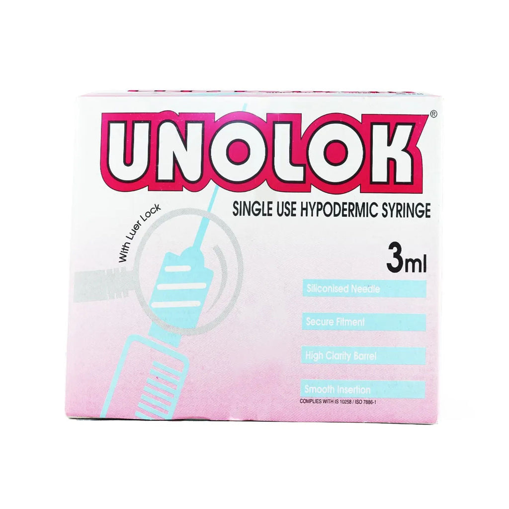 HMD Unolok 3ml Syringe with Needle - 23G X 1inch Pack of 100