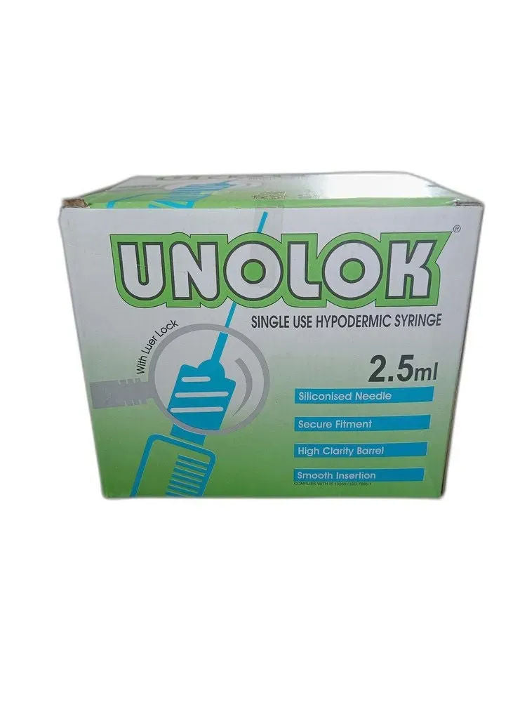 HMD Unolok 2.5ml Syringe with Needle - 24G X 1inch Pack of 100