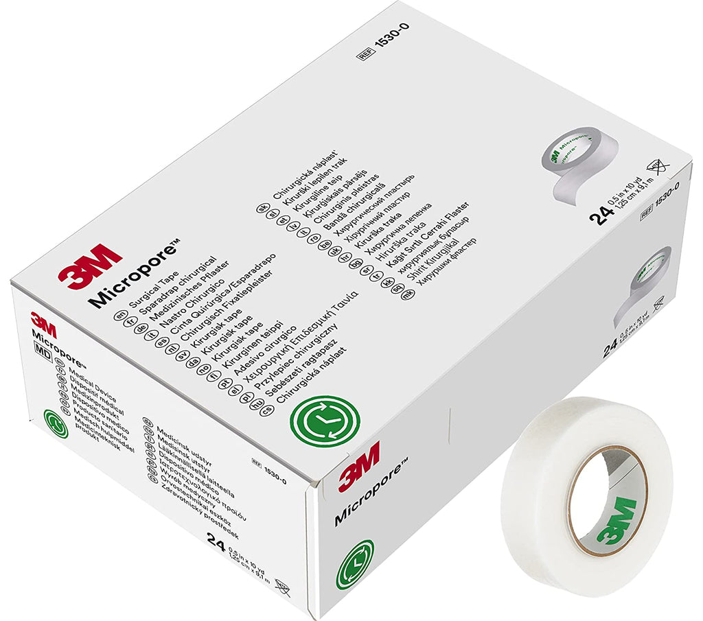 3M Micropore Surgical Tape - 1/2inch x 9.1meter Pack of 24 (1530-0)