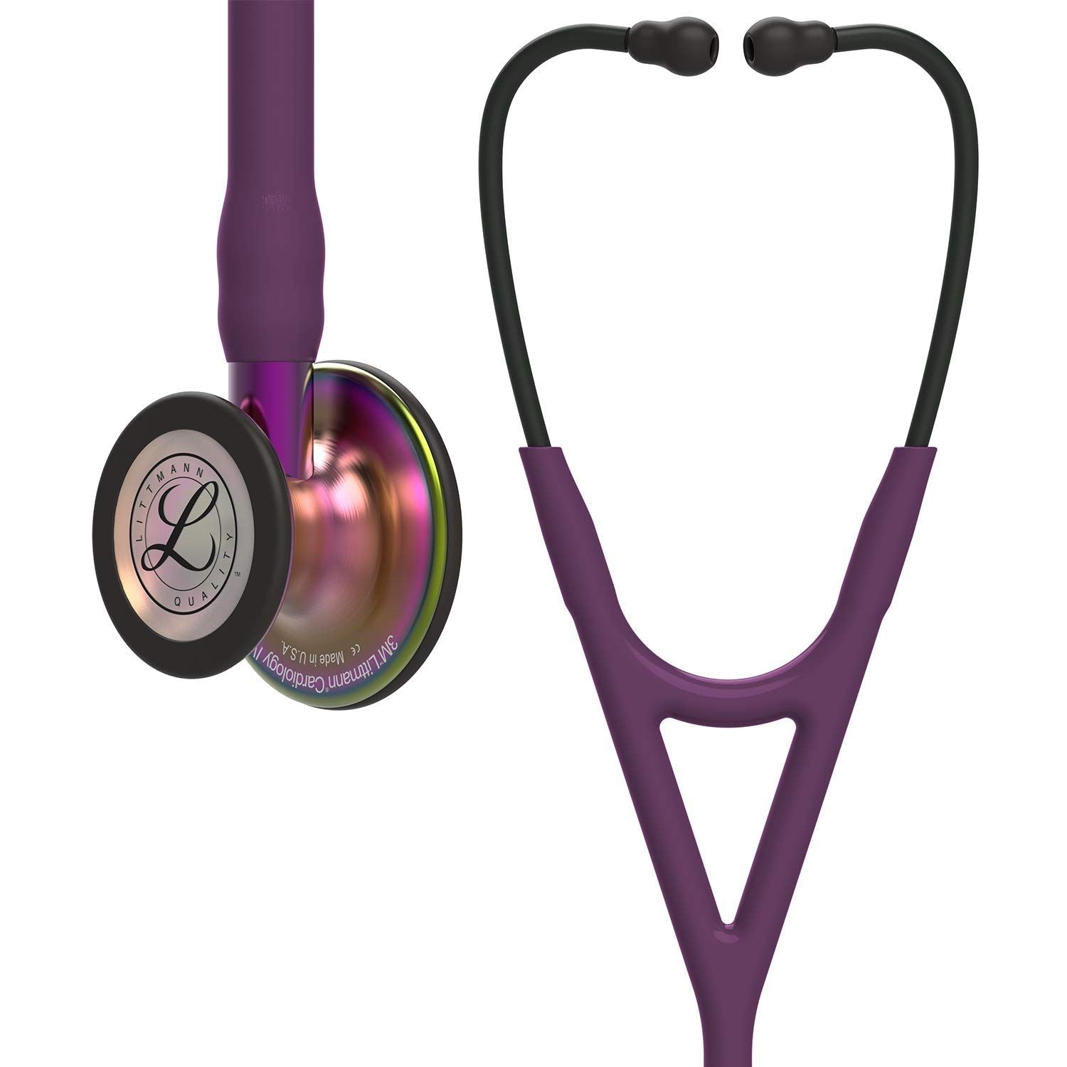 3M Littmann Cardiology IV Stethoscope Rainbow Finish Chestpiece Plum Tube Violet Stem and Black Headset (6205)