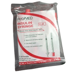 Polymed Insulin Syringe U40 Multi Pack 30G X 8mm Pack of 100 51112
