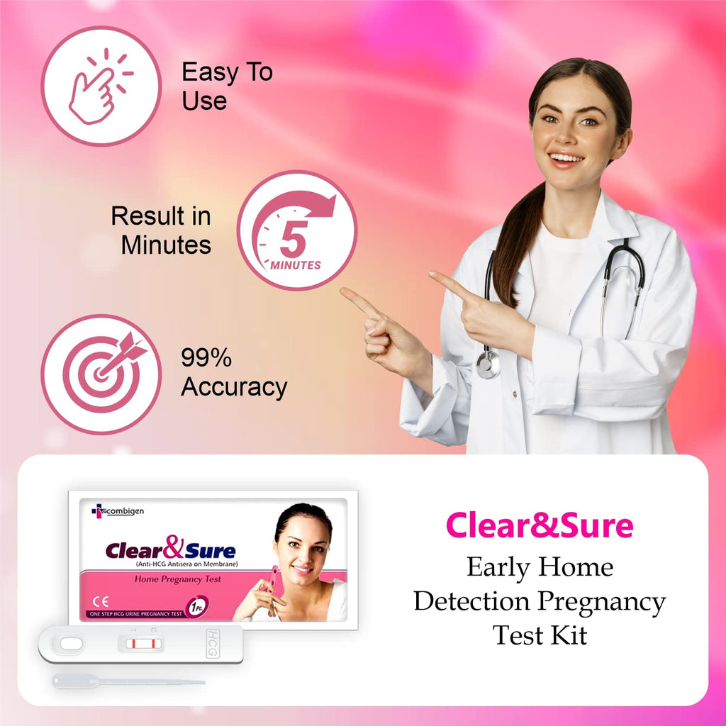 5 x  Recombigen Clear and Sure Pregnancy Test - Pack of 50 Tests