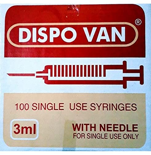 HMD Dispovan 3ml Syringe with Needle - 23G x 1inch Pack of 100