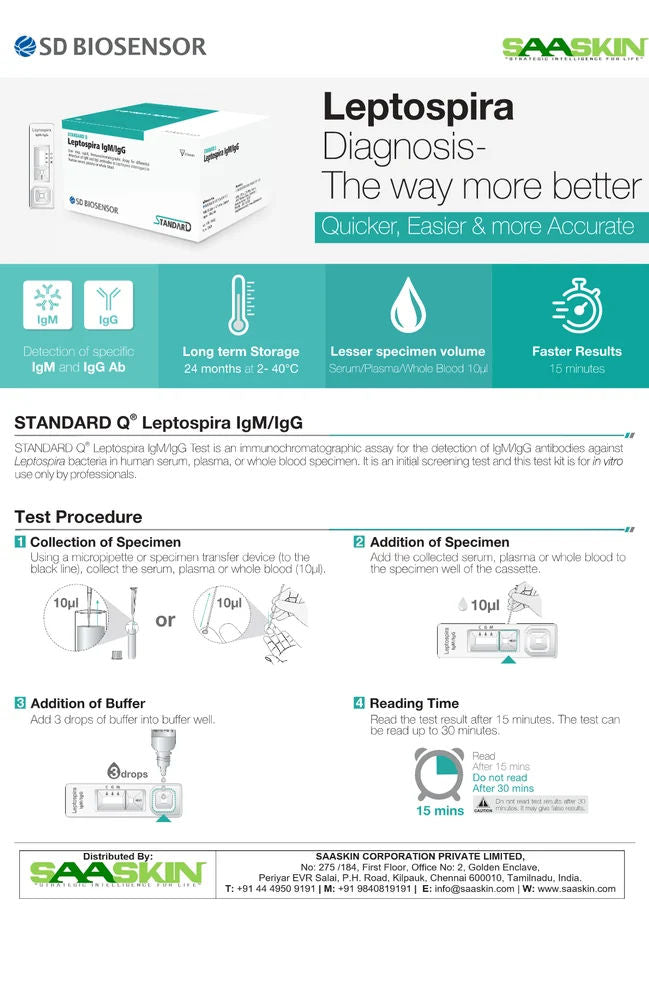 SD Biosensor Standard Q Tsutsugamushi IgM/IgG Rapid Card - Pack of 20 Test (RK029-20)